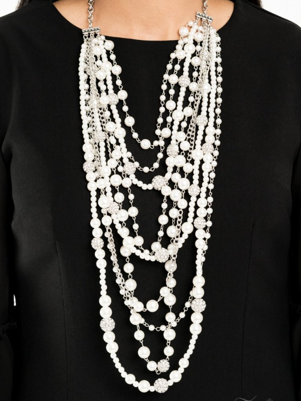 Paparazzi Timeless White Statement Necklace and Earrings Set (ZI004) - Picture 2 of 6